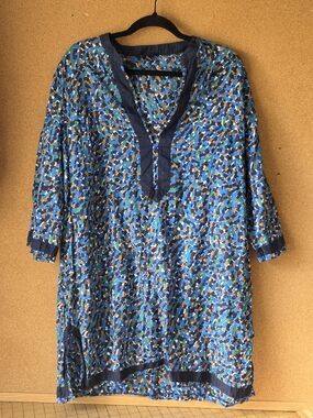 Lands’ End Mosaic Print Long Sleeve Tunic Top XL 18